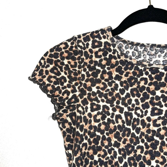 American Eagle Brown & Black Leopard Print Waffle Cropped Top Xsmall Women’s - Picture 3 of 10